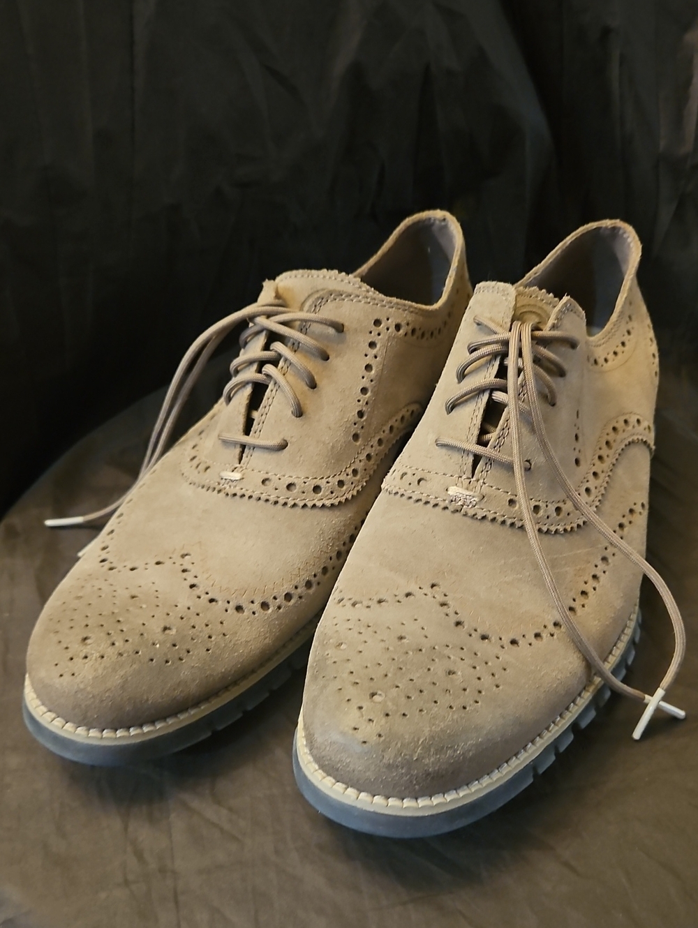 Men's Suede Brogue Derby Shoes - Taupe
